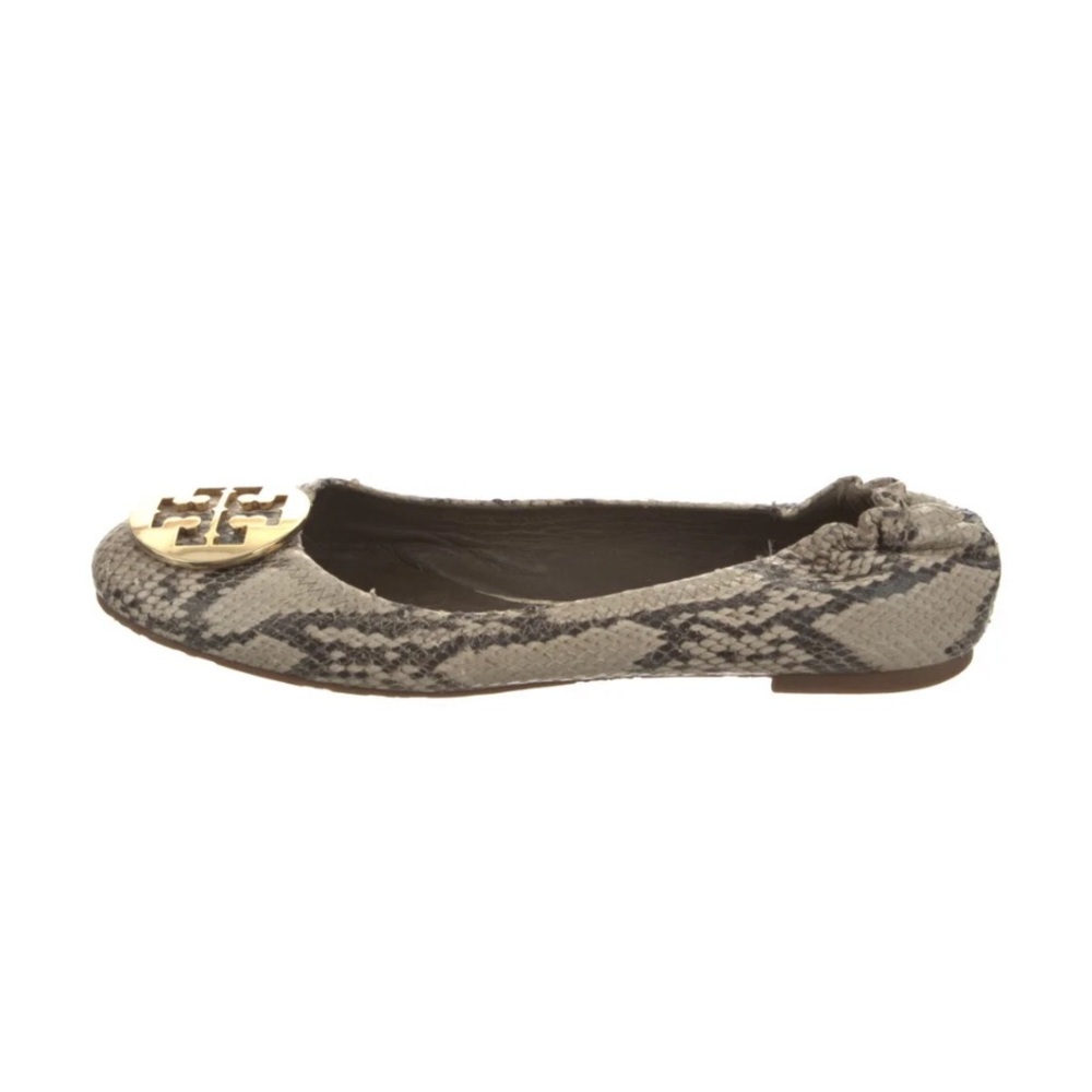 Tory Burch Gold Emblem Snake Print Flats